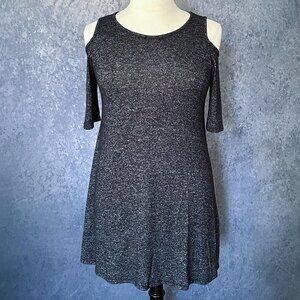 Cold Shoulder Heathered Black Dress, Medium
